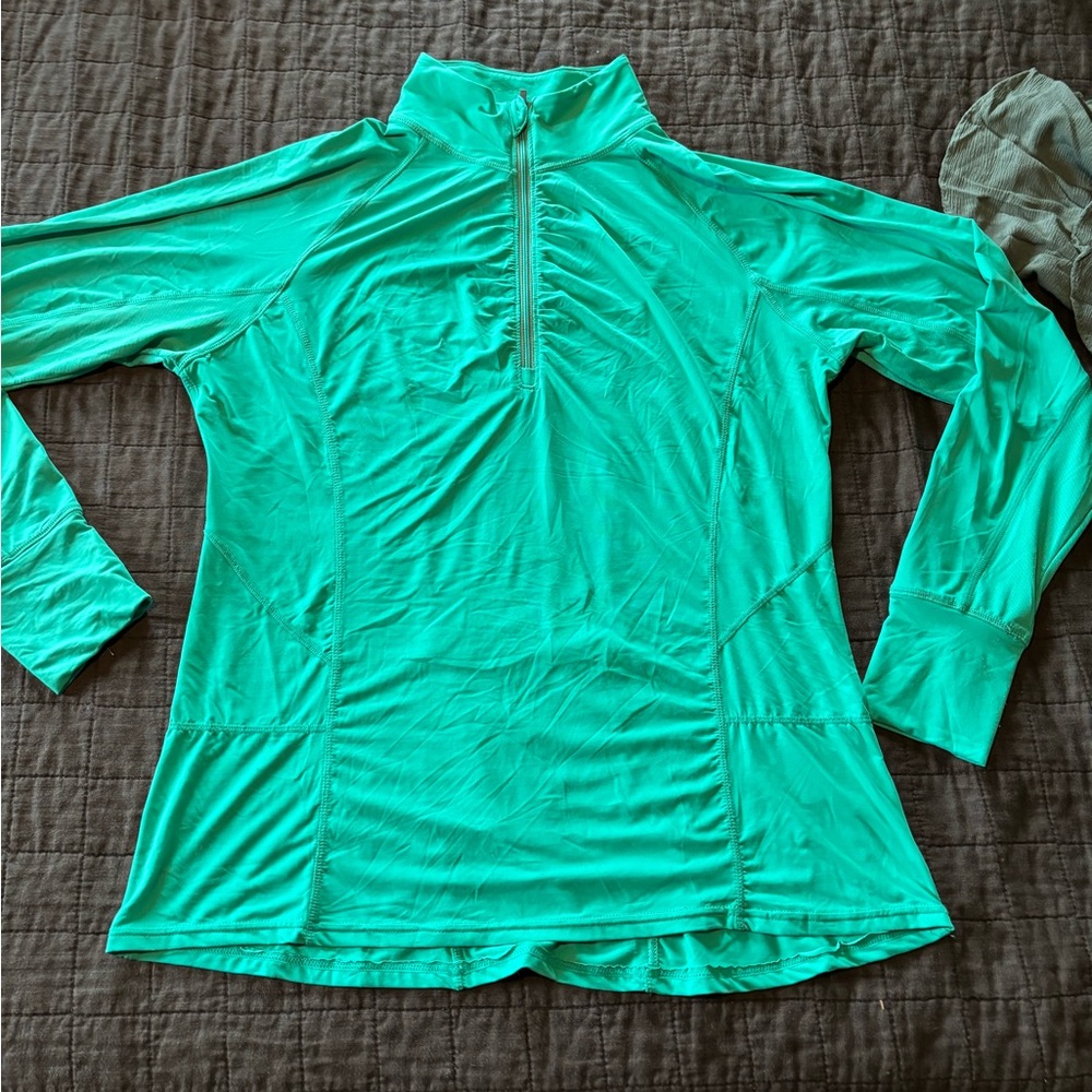 Tangerine Womens XL Jade Green Quarter Zip Activewear Top Thumbholes FW9088C298